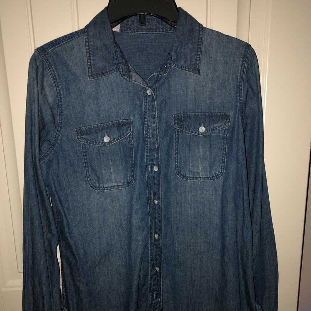 button down jean top